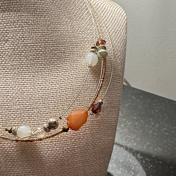 Vintage Gold and Multicolor Beaded Necklace - Picture 3 of 4